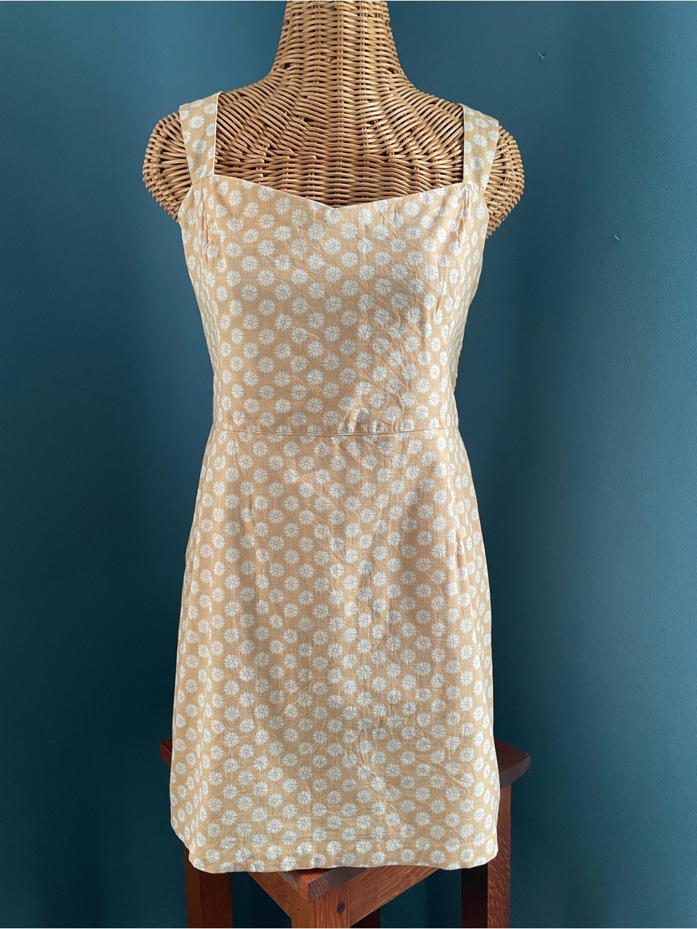 Abercrombie & Fitch Floral Print Cotton Mini Dress Peachy Gold Color Size Large